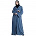 Front open abaya with piping work- French Blue Front open abaya with piping work- French Blue